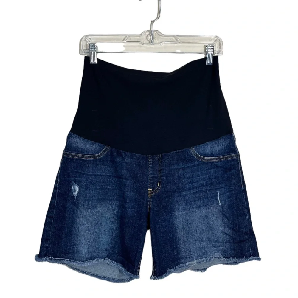 Maternity Denim Shorts with Black Overband
